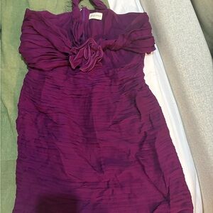 Magda Butrym Purple Strapless Dress with Floral Detail